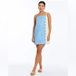 Mestiza Etta Color Block Scalloped Seashell Mini Dress NWT